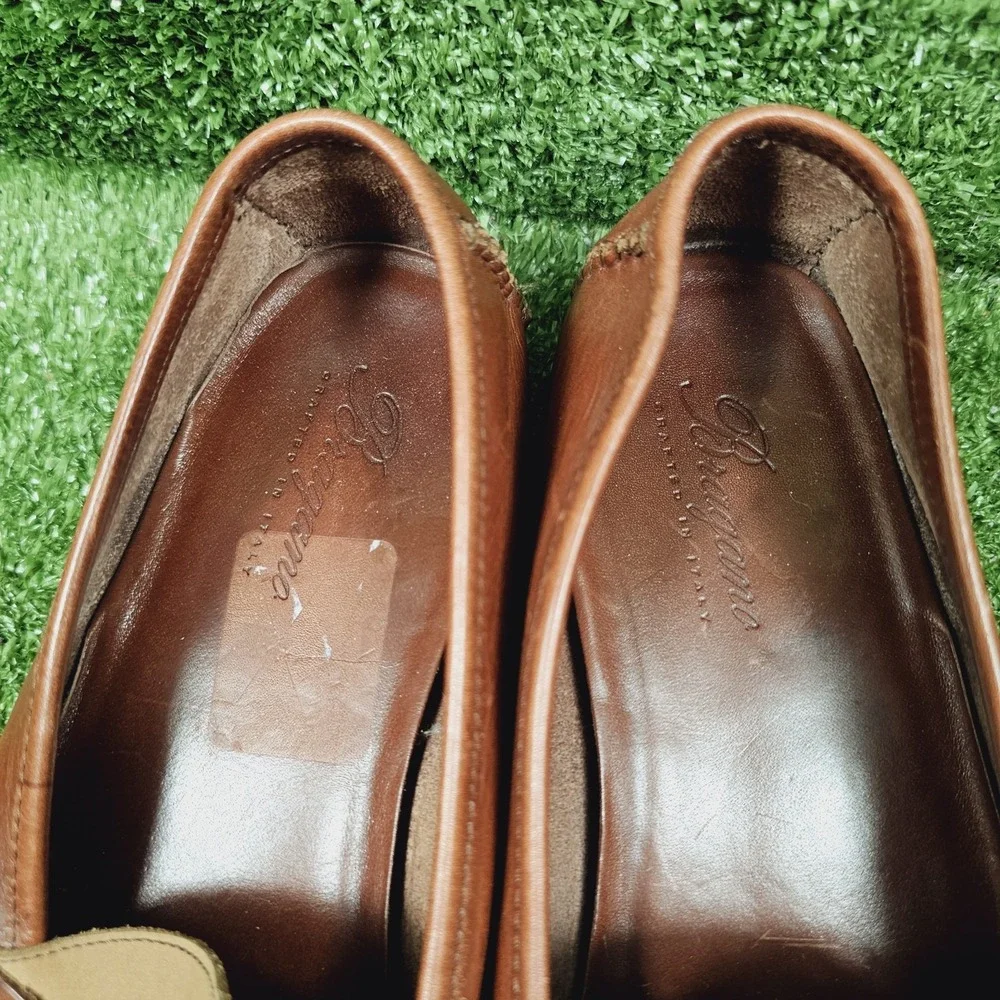 Bragano Italy Two Tone Brown Leather Slip On Penny Loafers Mens Size 11 M